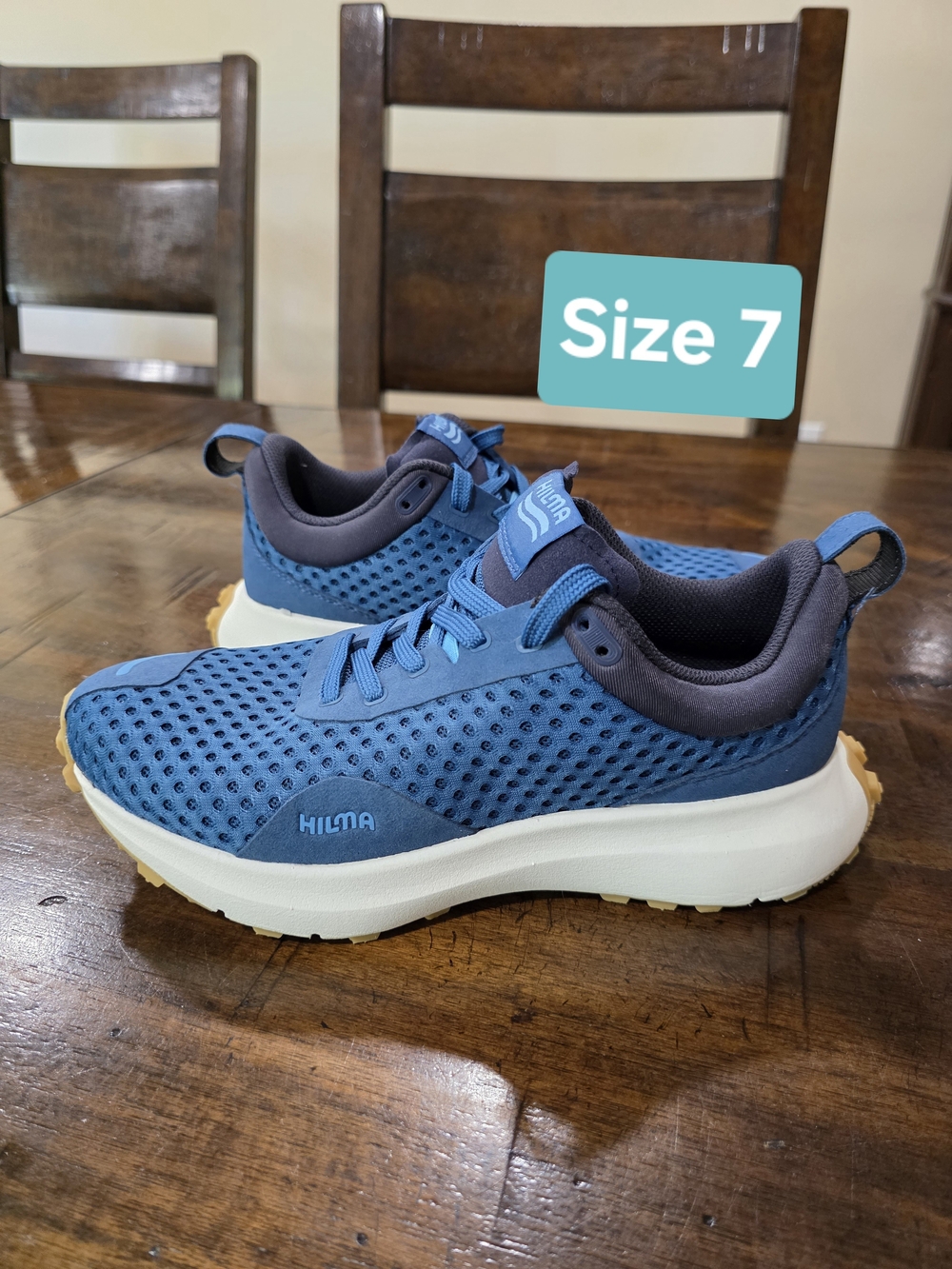 HILMA The Everywhere Fit Three Blue Mesh Athletic Sneakers - Size 7